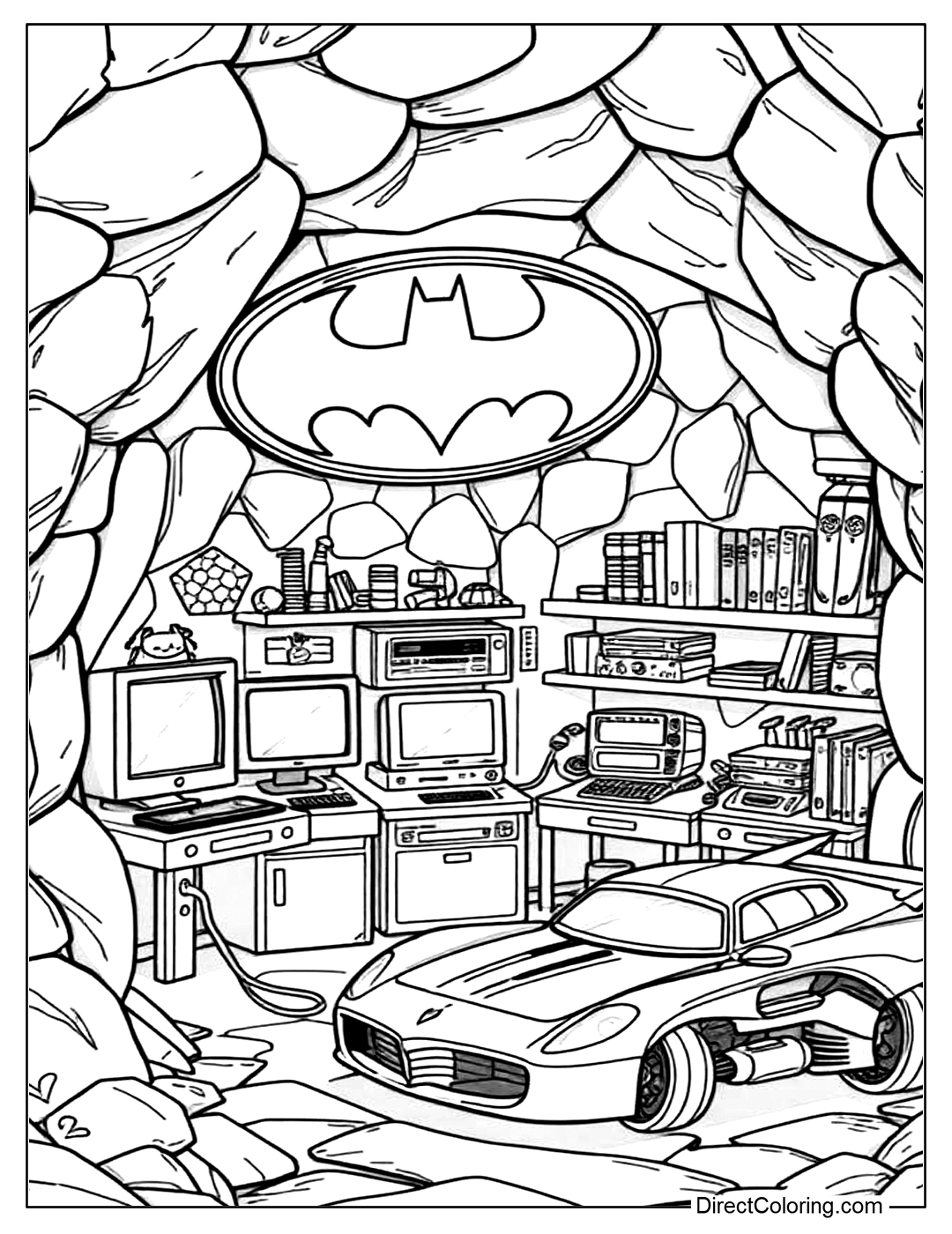 Batcave Batman Coloring Page Printable